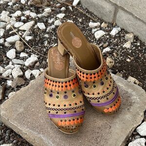Wanted Vintage Y2K Orange and Purple Embellished Mules